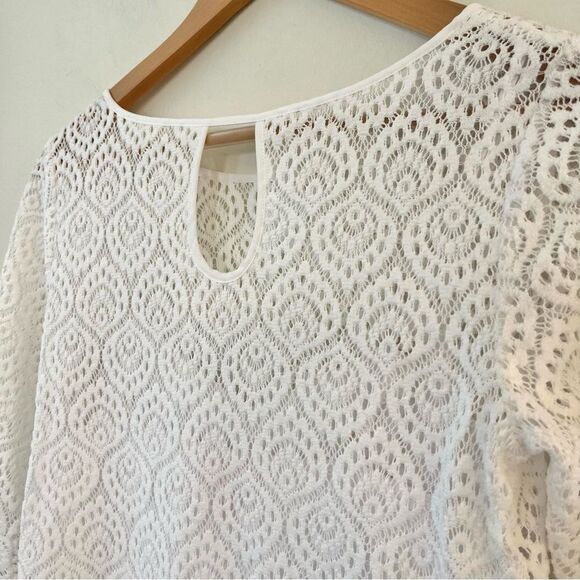 Lily Pulitzer Fontaine Mini Dress White With Built in Slip and 3/4 Sleeve Small - Picture 9 of 11